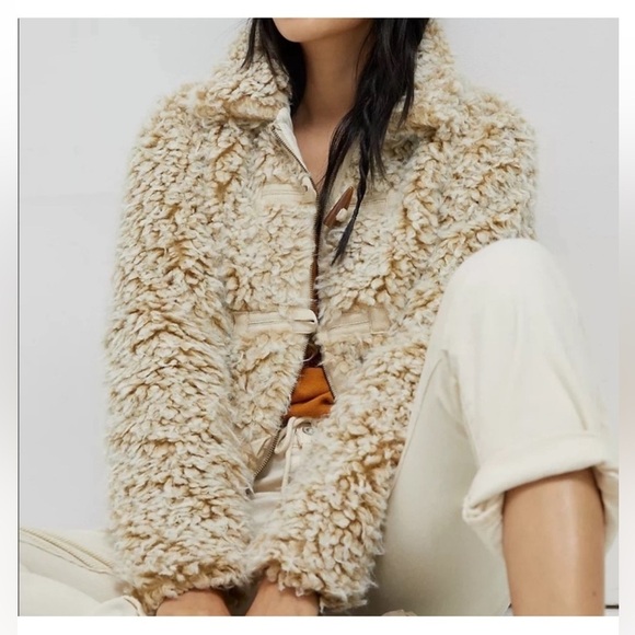 Anthropologie Brenna faux fur Sherling Teddy jacket Y2K boho Festivalcore fleece - Picture 1 of 16